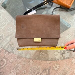 All Saints Tan Croc-Embossed Clutch